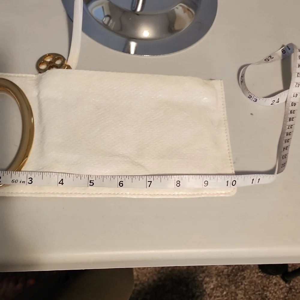 IMAN Vintahe White Clutch with Gold Accents